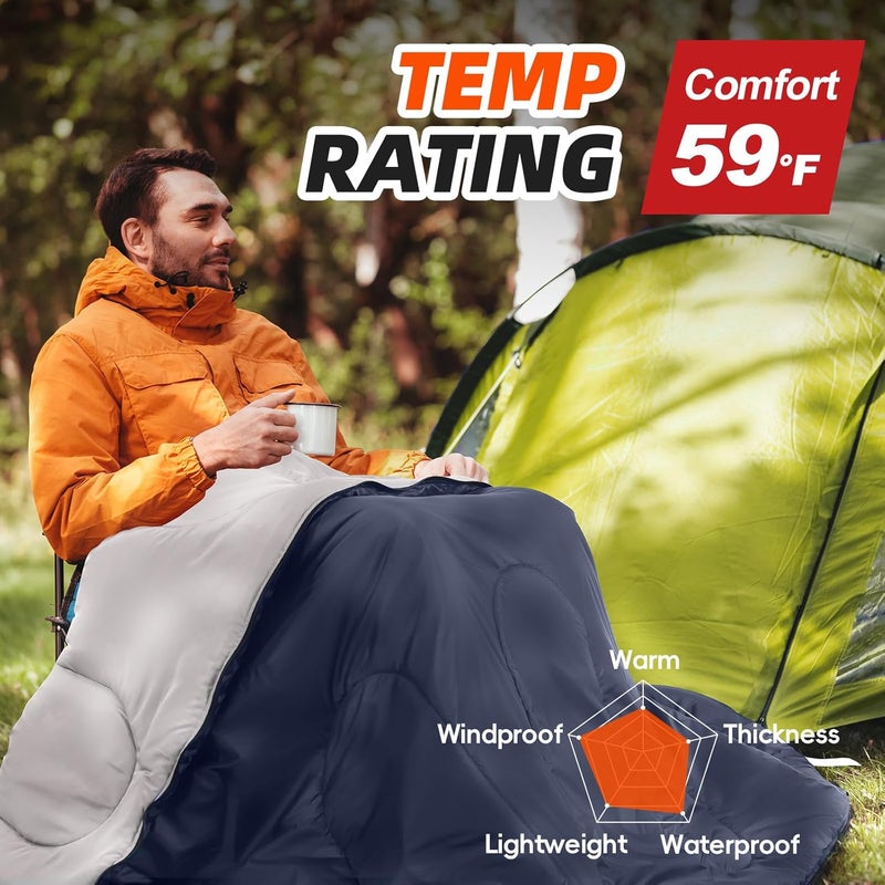 Mereza Sleeping Bags XL for Adults Cold Weather Mens Large Wide Sleeping Bag for Big and Tall Girls Boys with Compression Sack for Camping Backpacking Warm & Cool Weather - Image 2